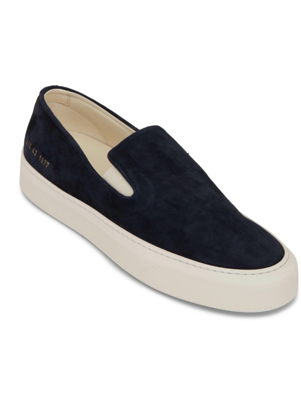 Common Projects Navy Suede Slip-On Sneaker with Cream Sole
